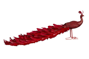 63cm Feather/Jewel Red Peacock