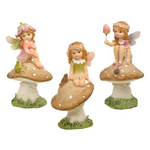 Load image into Gallery viewer, Flower Garden Fairy on Mushroom – 3 Assorted
