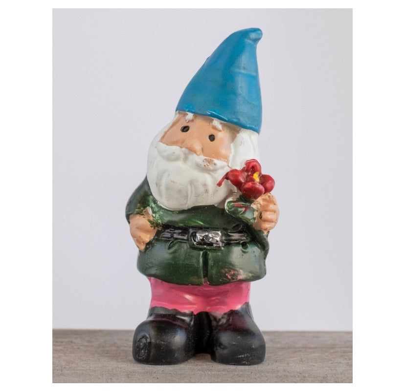 Mini Garden Gnome With Flower 5cm