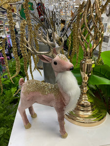 Velvet reindeer with golden glitter 33cmH 20cmW