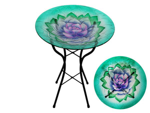 46x46CM LOTUS FLOWER DESIGN GLASS BIRD FEEDER