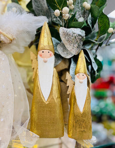 Pair of golden Santas (28cm and 20cm)