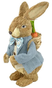 14X32CM STRAW PETER RABBIT WITH BACKPACK