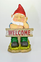 Load image into Gallery viewer, Large 23CM SLEEPY GNOME WITH WELCOME SIGN
