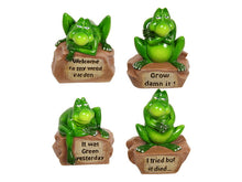 Load image into Gallery viewer, 12CM GREEN MARBLE GARDEN FROG WITH FUNNY WORDING
