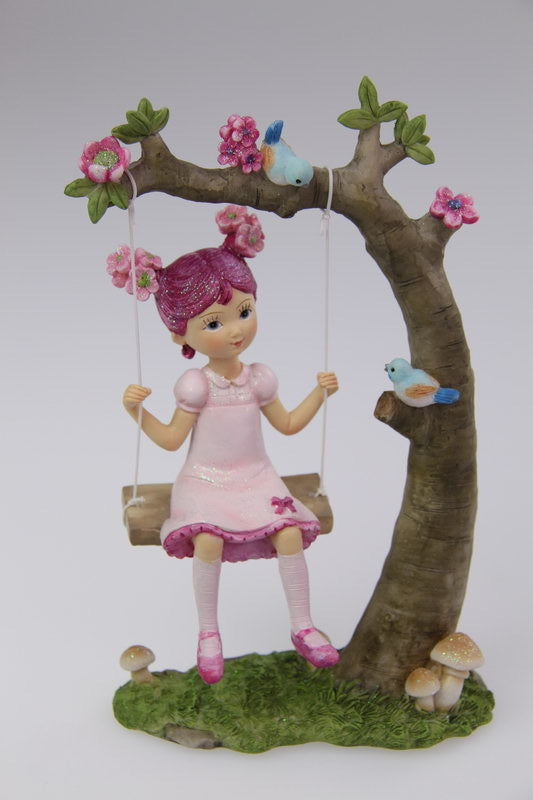 19CM FUNKY HAIR FLOWER GIRL ON SWING