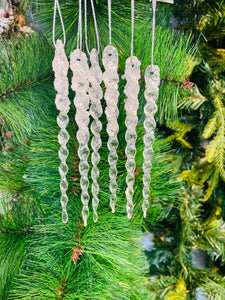 14cmL pack of 6 icicle drop ornaments