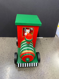 20cmH 15cmW wooden wind up Xmas train