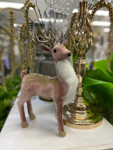 Velvet reindeer with golden glitter 33cmH 20cmW