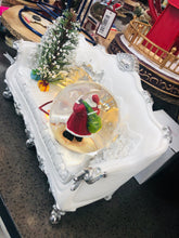 Load image into Gallery viewer, Resin made wind up musical chair with snow globe and santa
