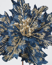 Load image into Gallery viewer, POINSETTIA PICK BURST BLUE GOLD 20CM
