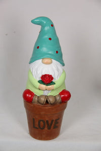 13CM FLOWER GNOME WITH INSPIRATIONAL POT 3 ASSTD