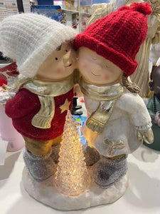 Christmas boy and girl statue 50cmH