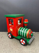 Load image into Gallery viewer, 20cmH 15cmW wooden wind up Xmas train
