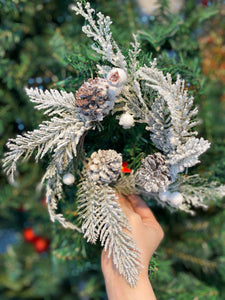 25cm small Frosted wreath for door/table/candle decor