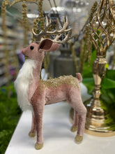 Load image into Gallery viewer, Velvet reindeer with golden glitter 33cmH 20cmW
