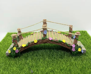 Fairy Garden Bridge with Rop and Flower Detail