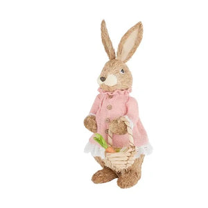 ADELE RABBIT STRAW W BASKET 40X18X20CM