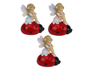 7.5CM FAIRY SITTING ON LADYBUG 3 ASSTD