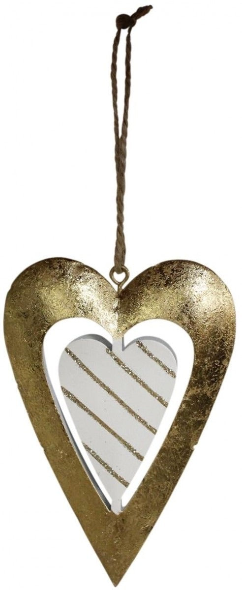 Hanging Heart Gold Stripe