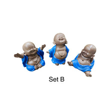 Load image into Gallery viewer, Set of 3 blue monks 10cm
