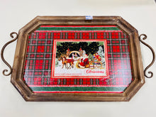 Load image into Gallery viewer, Classic Wooden Christmas tray with metal handles
