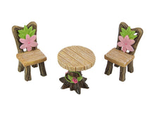 Load image into Gallery viewer, Set of 3 Fairy Garden Table and 2 Chairs with Pink Flower Design
