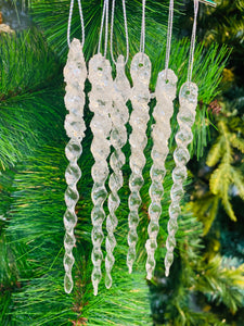 14cmL pack of 6 icicle drop ornaments