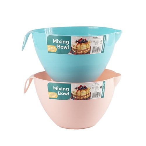 Mixing Bowl w Spout Plastic 2 Asstd Cols 23.5Dia x 14.5cm