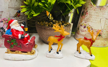 Load image into Gallery viewer, Set of 3 Santa on sleigh and his reindeers
