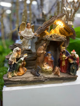 Load image into Gallery viewer, LED Light up nativity set large 25cmW 20cmH
