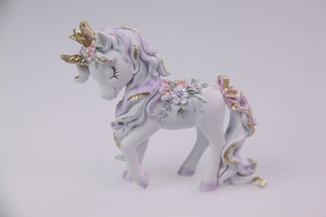 8.5CM UNICORN WITH FLOWERS & GLITTER 2 ASSTD