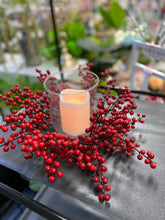 Load image into Gallery viewer, 40cm red wreath berries candle holder
