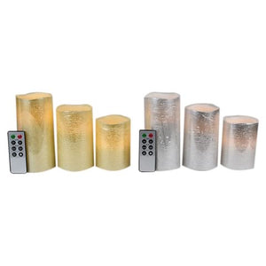 S/3 REMOTE CONTROL LED PILLARS-GOLD/SILV