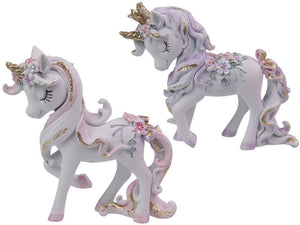 8.5CM UNICORN WITH FLOWERS & GLITTER 2 ASSTD