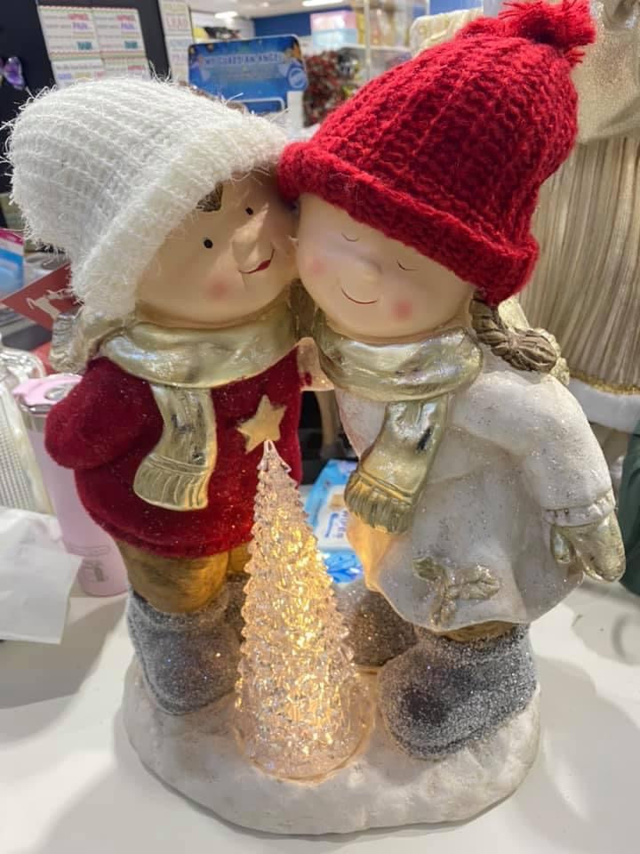 Christmas boy and girl statue 50cmH