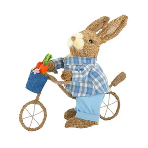 TOM BUNNY W BICYCLE STRAW 30X16X30CM BLU