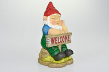 Load image into Gallery viewer, Large 23CM SLEEPY GNOME WITH WELCOME SIGN
