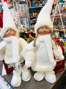 Pair of winter Christmas boy and girl 30cmH