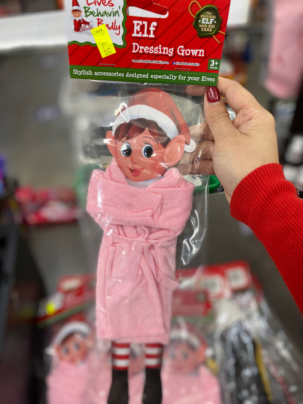 Elf on the shelf bathrobe pink/grey