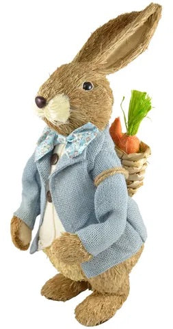 23X54CM STRAW PETER RABBIT WITH BACKPACK