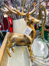 Load image into Gallery viewer, Golden resin reindeers ( selling as a pair)
