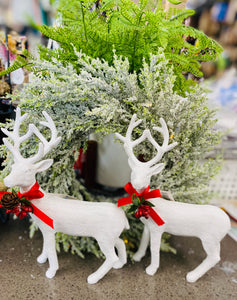 White Resin reindeer with glitter finish