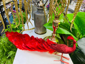 63cm Feather/Jewel Red Peacock