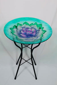 46x46CM LOTUS FLOWER DESIGN GLASS BIRD FEEDER