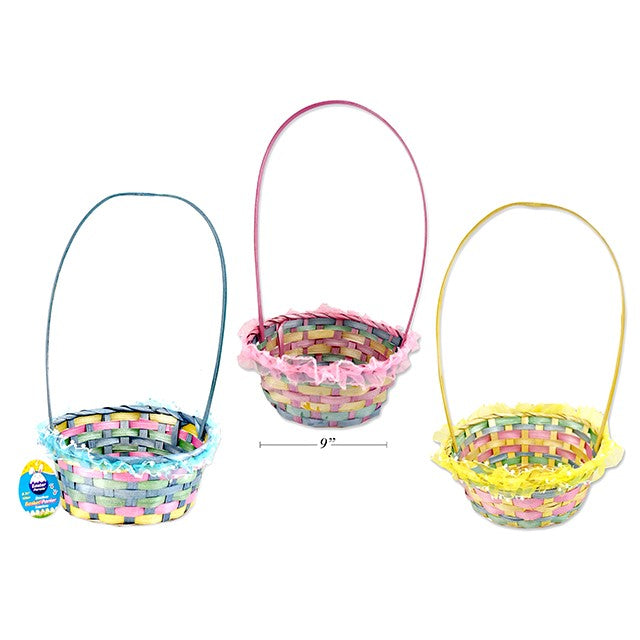 EASTER BASKET 21.6(DIA)X8.9(H)X36.8CMH W/HANDLE ORGANZA RIM