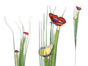 60CM BUTTERFLY & LADYBUG GRASS PLANT DÉCOR 2 ASSTD