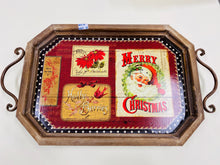 Load image into Gallery viewer, Classic Wooden Christmas tray with metal handles
