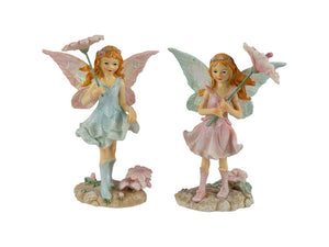 16CM FOREST FAIRY HOLDING FLOWER 2 ASSTD