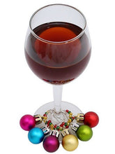 Load image into Gallery viewer, Pack of 6 Christmas bauble wine charms
